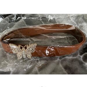 Lucy in the Sky Brown Belt with Gold Butterfly
